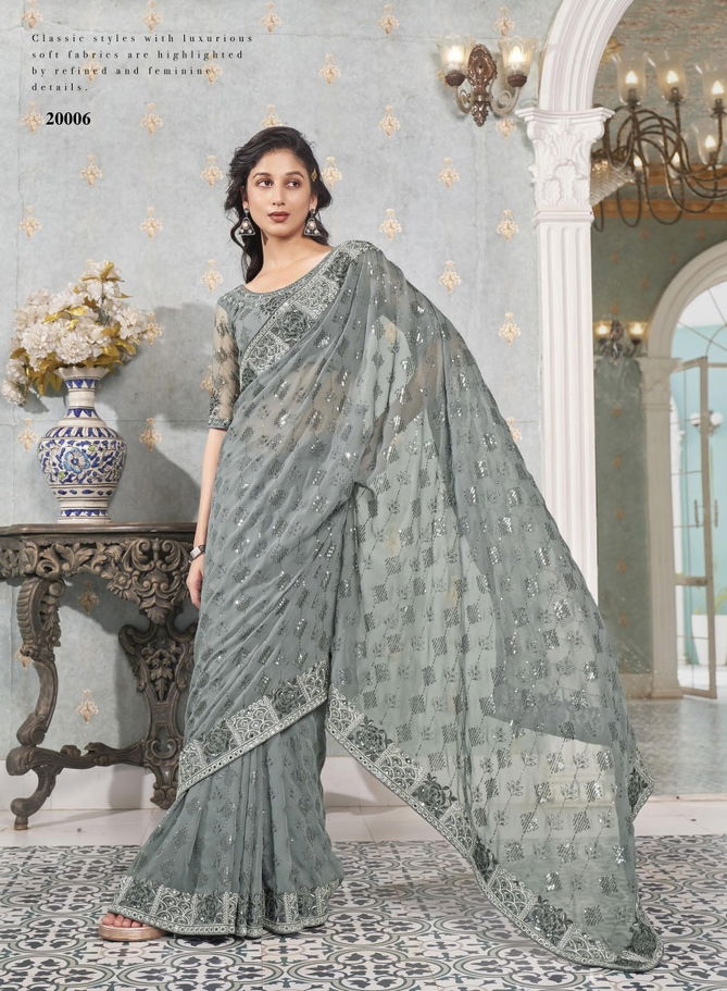 Kalista Lime Sequence Worked Party Wear Sarees Catalog
